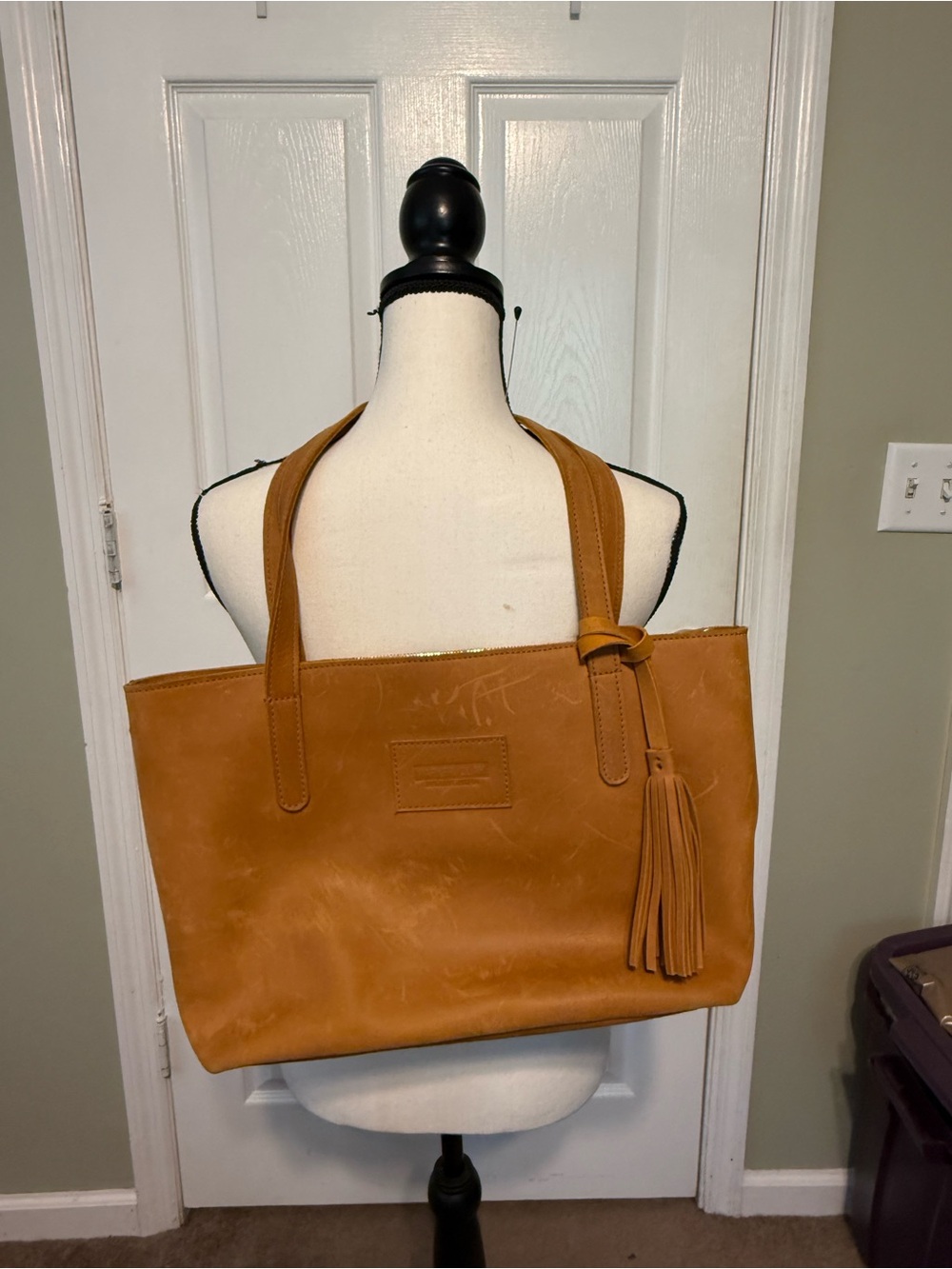 Parker Clay Eden Carry-All Classic Tan Leather Tote with Tassel Accent